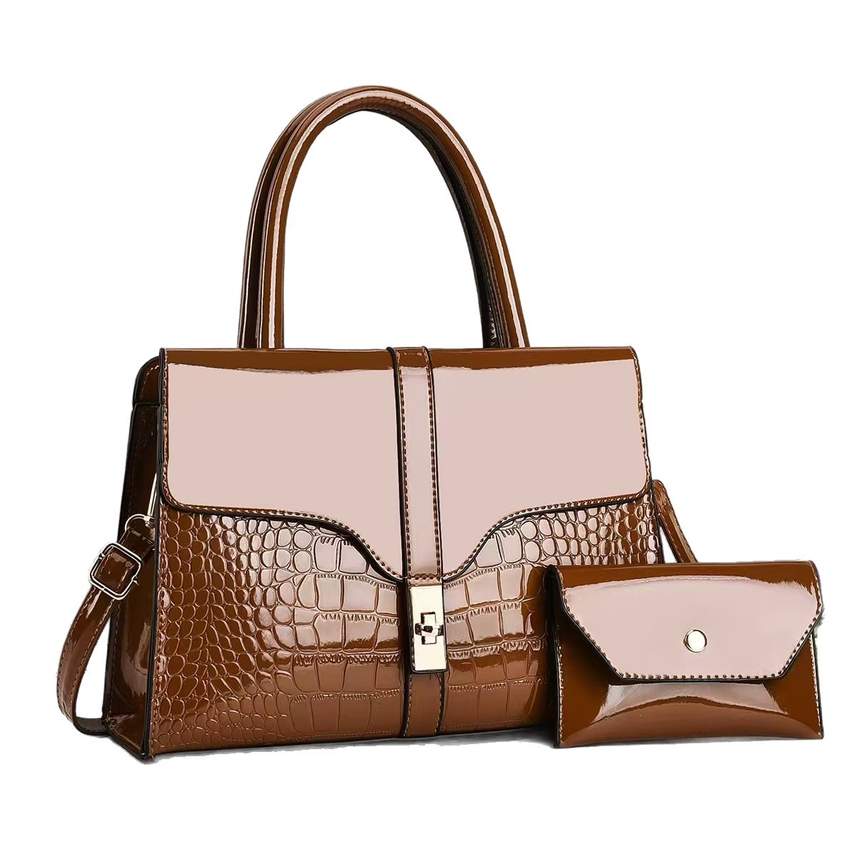 Textura lujosa ligera 2026 nueva moda brillante bolso de mano con patrón de cocodrilo transfronterizo de alta calidad sensación de mochila de hombro