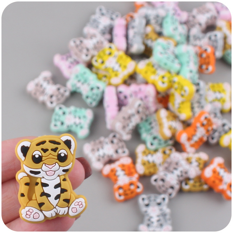 Suministros para bebés de dibujos animados animal silicona Tigre mordedor creativo DIY bebé molar chupete cadena anti-gota cadena Accesorios