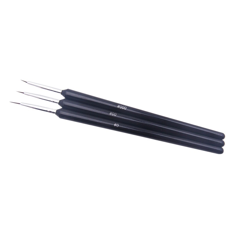 Nail painting stroke flower drawing pen 3 PCs suit Black Rod Hook pen nail tools