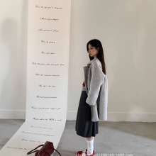 韩系简约设计高级感休闲百搭毛呢外套2025秋冬新款双面羊毛大衣女