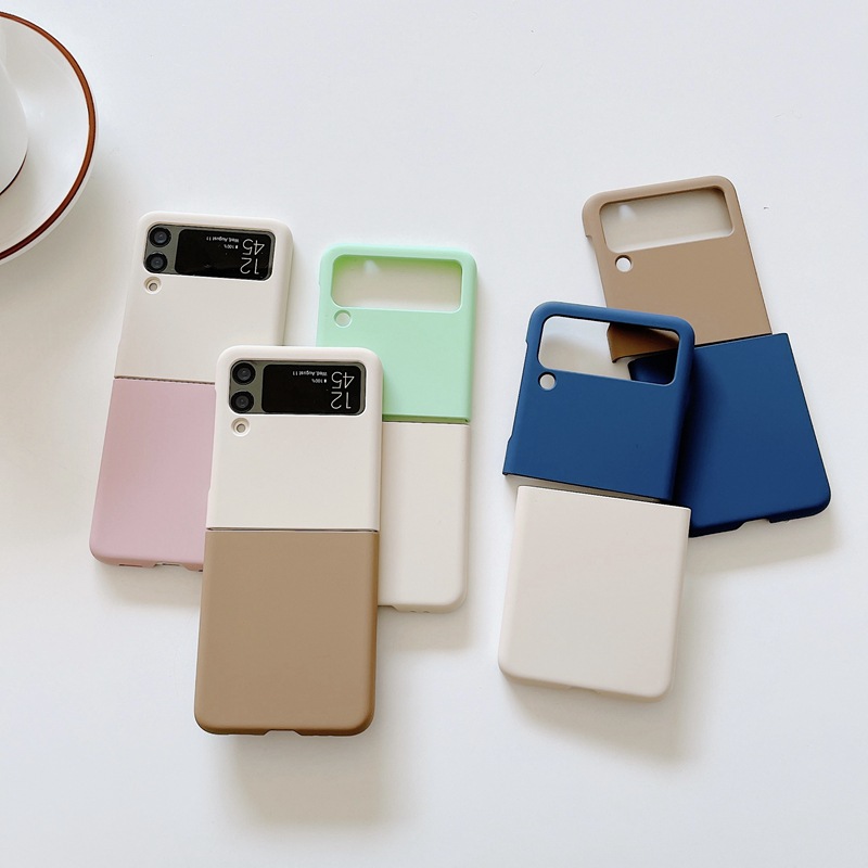 Adatto per Samsung ZFlip 3 custodia a contrasto pieghevole schermo flip stile tinta unita pacchetto completo copertura protettiva per PC,_voghion.com