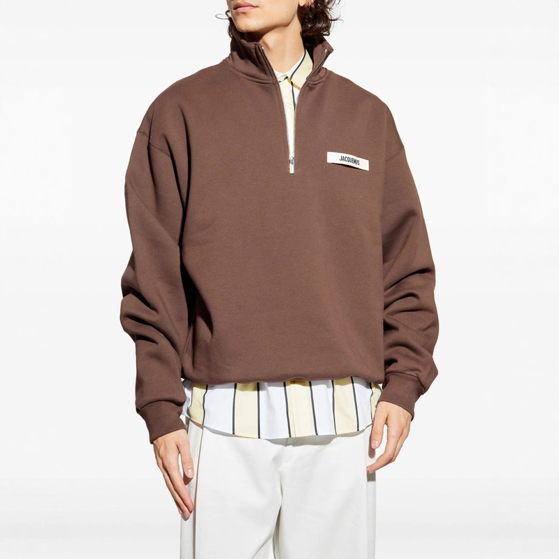 In Stock 26 Early Spring Half-Zip Logo Men's Casual Stand-Up Collar Jacquemus Unisex Long-Sleeve Sweatshirt