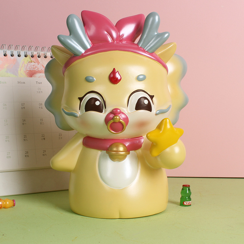 Nuevo dragón año Piggy Bank decoración de escritorio resistente a la caída lindo dragón de dibujos animados pequeño tesoro alcancía niños regalo personalización