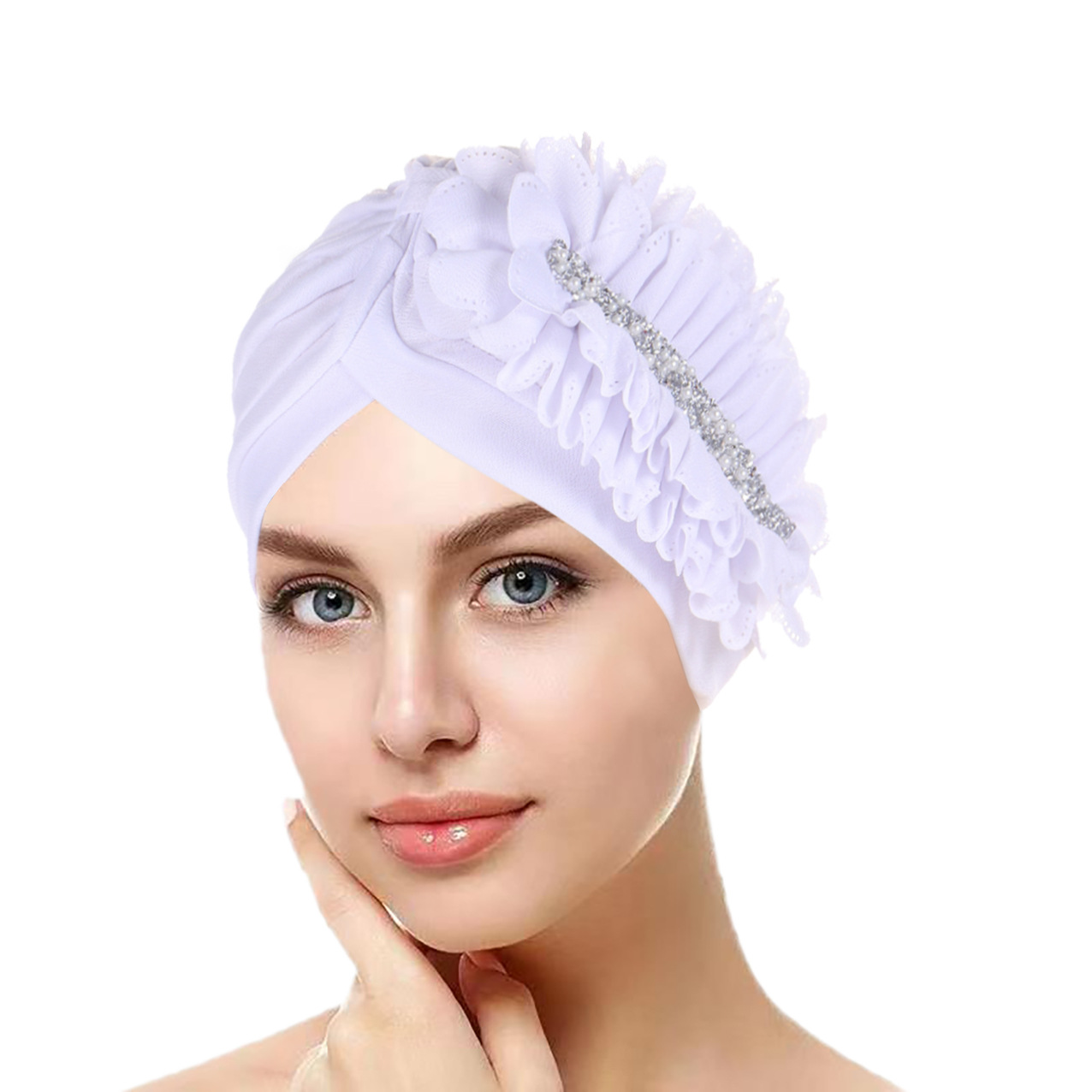 Turban Hat For Women With Diamond Appliqués Solid Colour Design_voghion.com