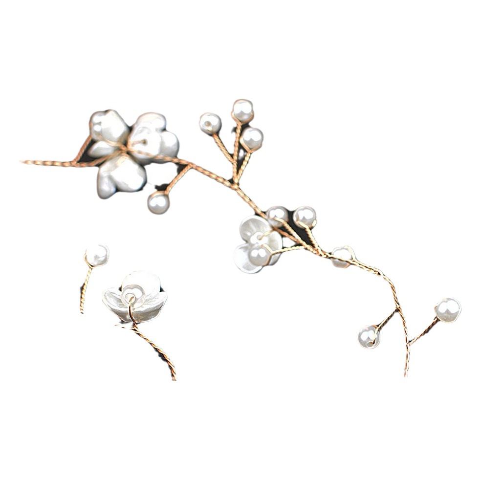 Novia hermosa flor pequeña, tocado de cadena de cabello de perla, flor de perla hecha a mano, accesorios para el cabello alargados, Europa y América transfronterizos