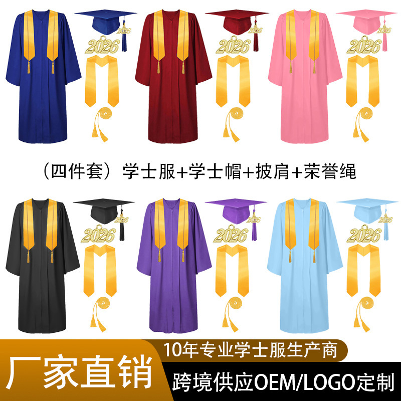 Cross-Border Foreign Bachelor's Degree Graduation Suit High School University Degree Uniform College Style Graduation Ceremony Dress Wholesale