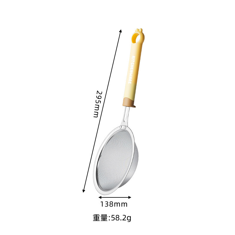 ステンレス鋼小麦粉ふるいキッチン家庭用ベーキングフィルター粉砂糖ふるいジュース豆乳 PP ハンドルスラグフィルター漏れ|undefined