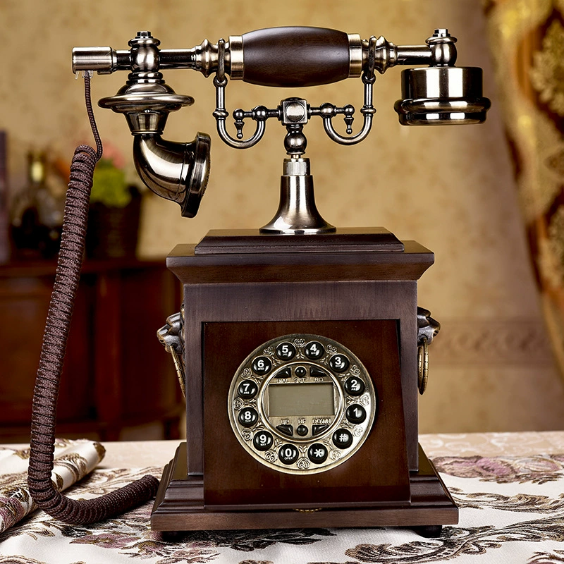 [Тип кнопочной карты MYZ955] Ретро-телефон из цельного дерева, европейский антикварный домашний стационарный телефон, старомодный телефон