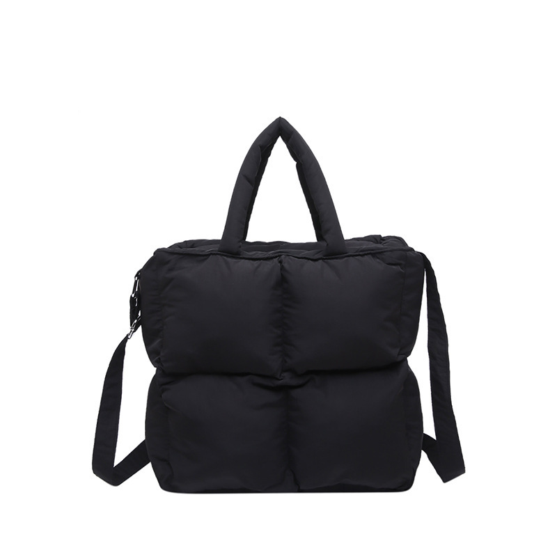 2024 nueva chaqueta de algodón, bolso de plumas, bolso de hombro acolchado, bolso de mensajero, bolso cuadrado pequeño para mujer, bolso pequeño de estilo occidental ligero