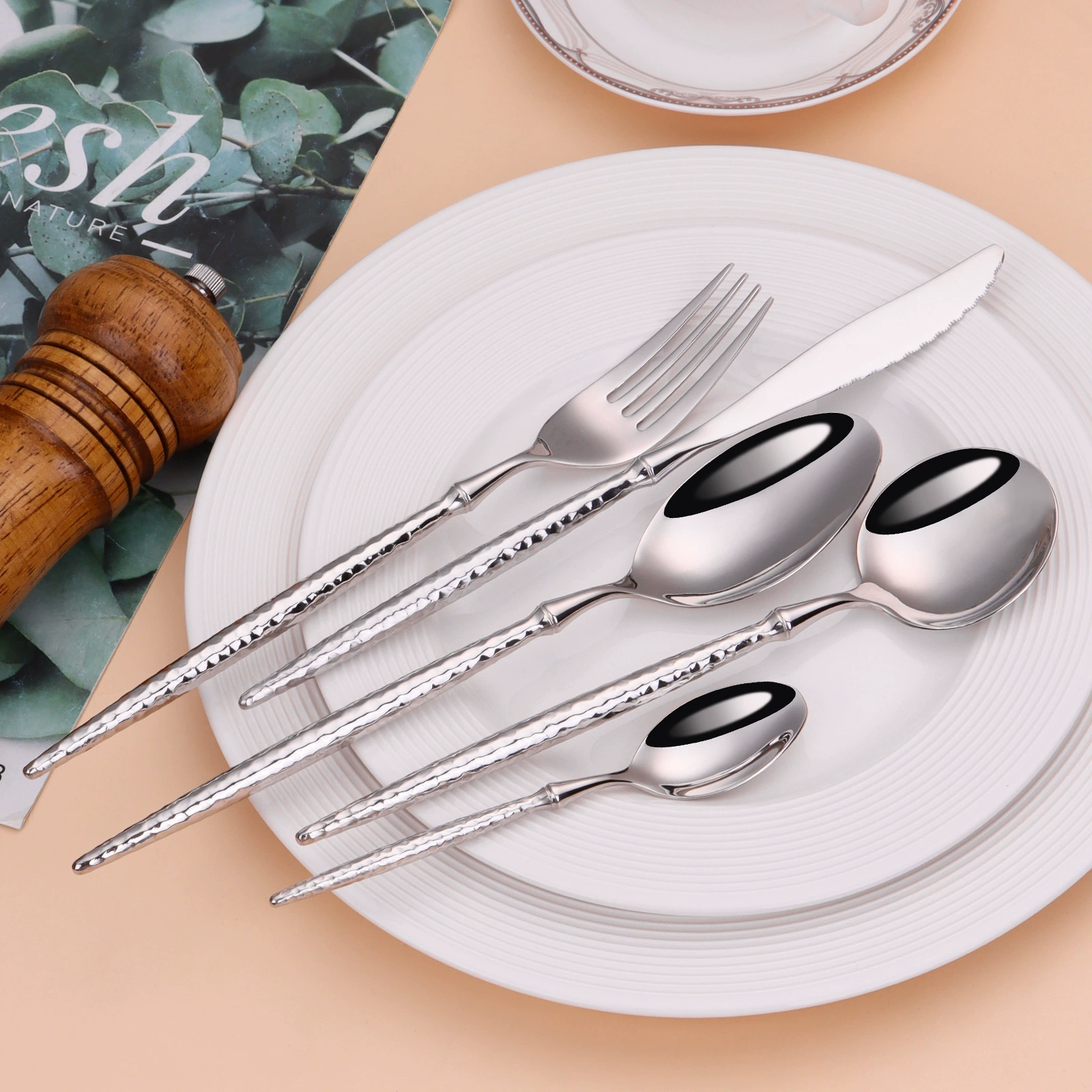 With a forged pattern tableware stainless steel, set, handle, European style