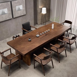 Solid wood tea table full set new Chinese style reception reception tea table home living room Zen tea table and chair combination large board table
