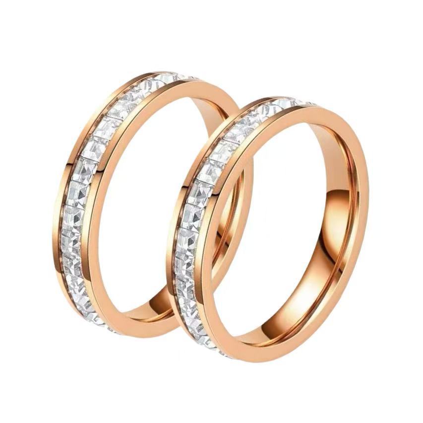 Titanium steel ring Women's wholesale cool plain ring ins non-fading niche high-end stainless steel explosions Women's Light luxury diamond