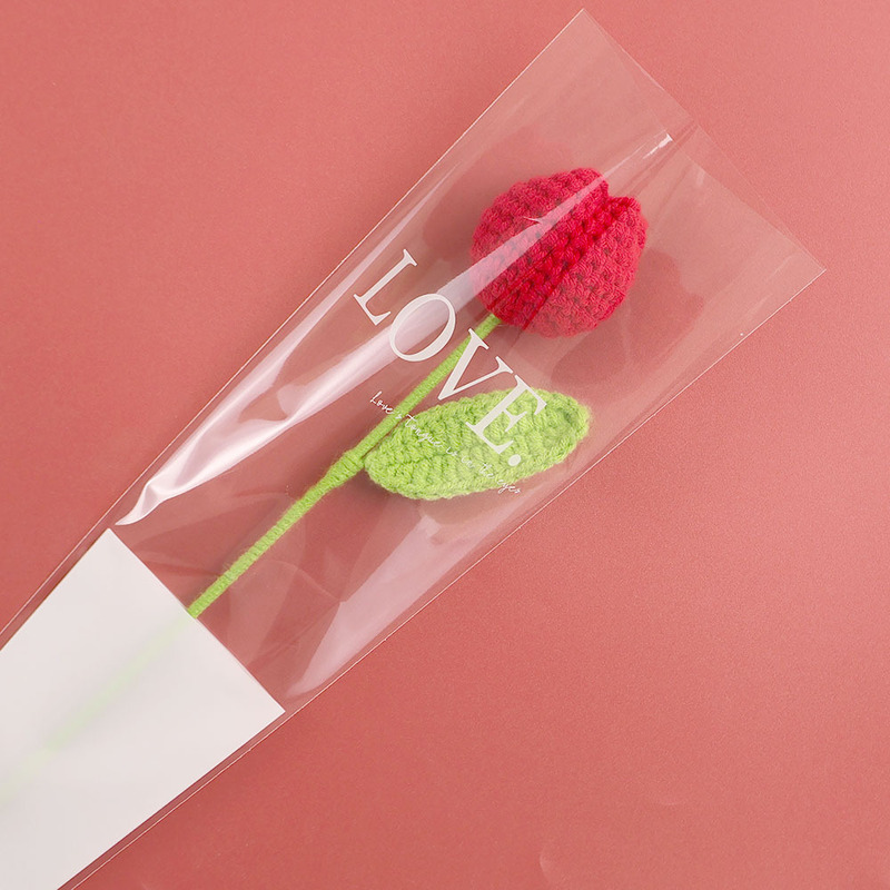 手工钩织仿真花束多彩毛线编织郁金香花枝创意装饰送女友闺蜜礼物|undefined