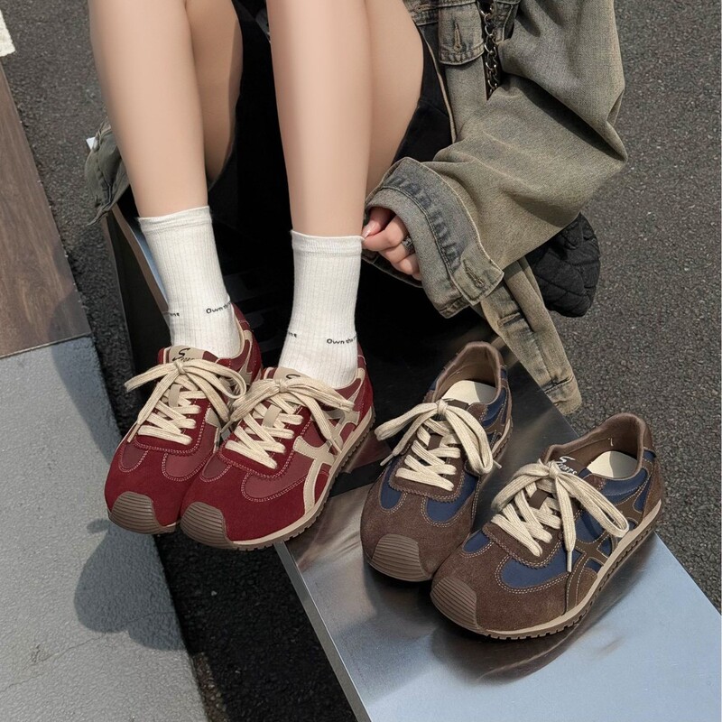 真皮德训鞋女鞋2025秋季鞋子女新款百搭复古运动女款休闲阿甘鞋|undefined
