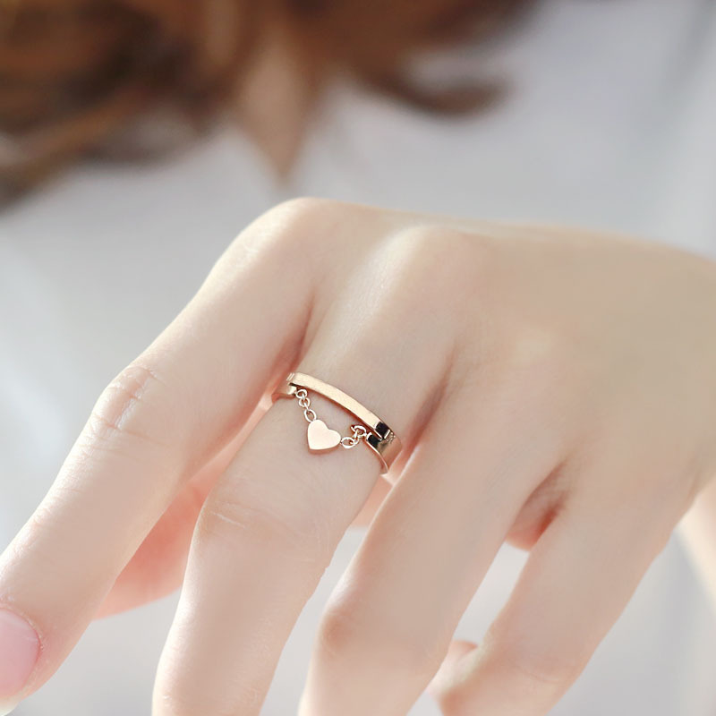 Titanium Steel 18K Gold Plated Simple Style Plating Heart Shape Titanium Steel Open Ring display picture 3