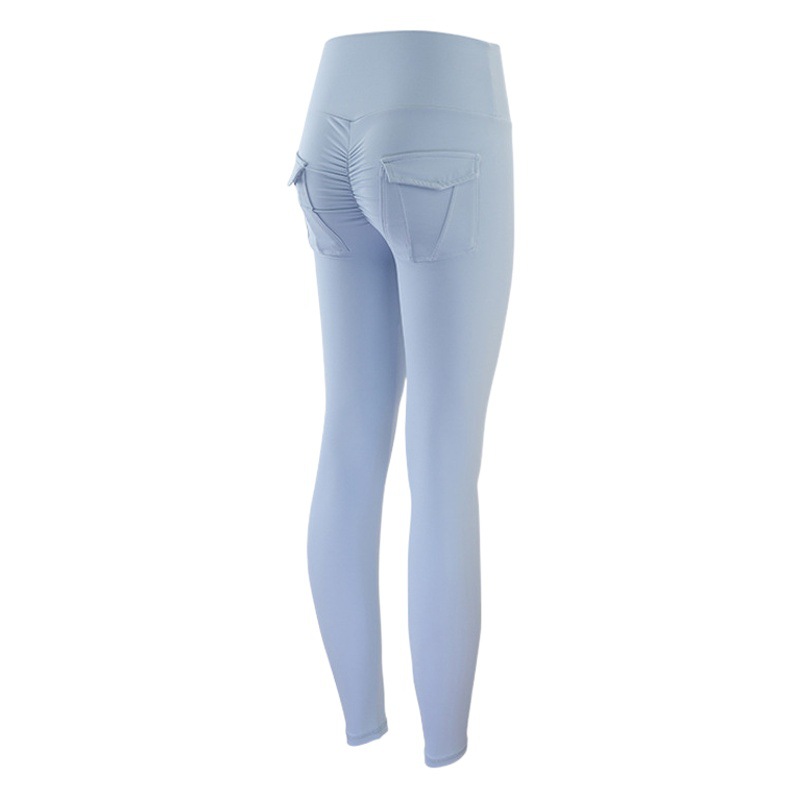 Las mujeres europeas y americanas de cintura alta Peach Hip lifting deportes crisantemo pantalones de fitness Internet celebridad de doble cara cepillado nude bolsillo pantalones de yoga