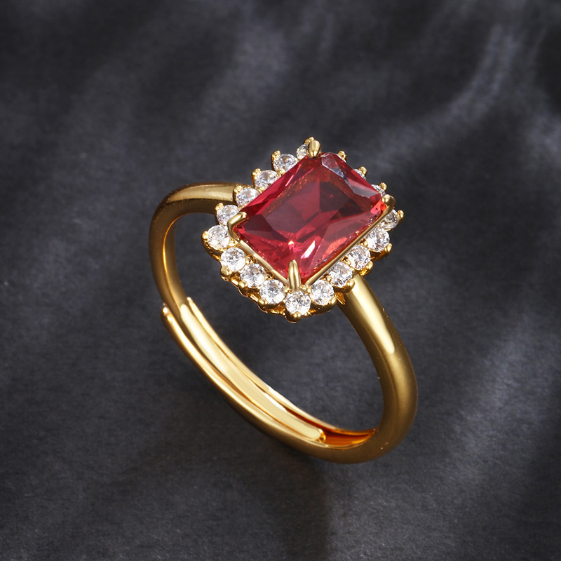 Xuping joyería serie cuadrada temperamento retro lujo ligero anillo de nicho de moda femenina anillo abierto