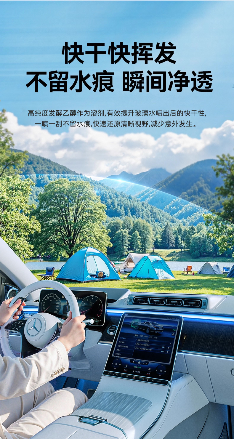 Winter Car-Specific Antifreeze Glass Cleaner, Ethanol-Based, Powerful Stain and Oil Film Remover, Glass Maintenance Wiper Fluid for Temperatures Below -40 Degrees