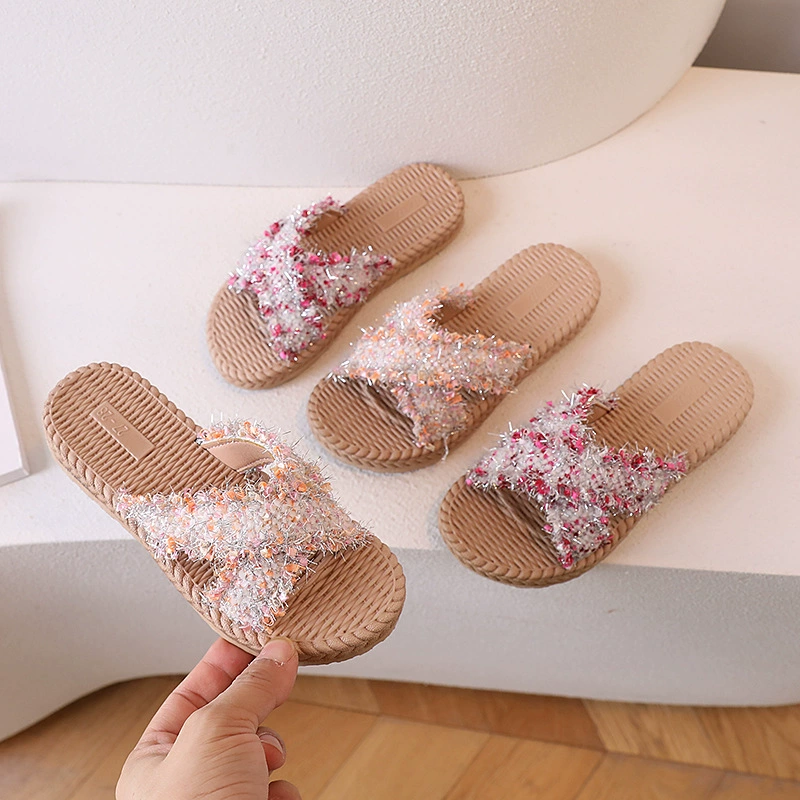 Летние новые сказочные тканые пеньковые веревки, модные дорожные тапочки с надписью пляжные повседневные модные тапочки на Плоском Каблуке, уличные женские сандалии