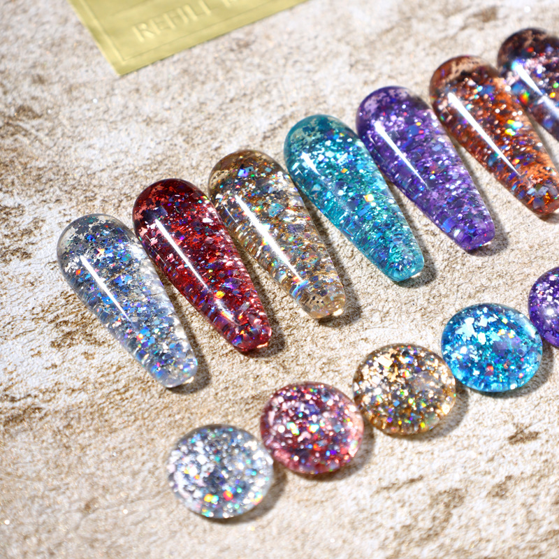 2025 nuevo esmalte de uñas flash diamante pegamento salón de uñas súper brillante pegamento de fototerapia cubo de Rubik esmalte de uñas flash