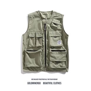 Summer Thin Japanese Multi-Pocket Functional Tactical Vest Dark High Street Fashionable Vest Loose Waistcoat Trendy