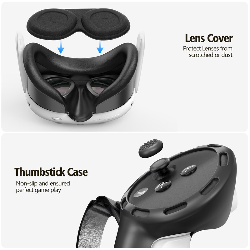 Meta Quest 3シリコン保護セット7点セットVRアクセサリーハンドルカバー本体カバーシリコンマスクに適用|undefined