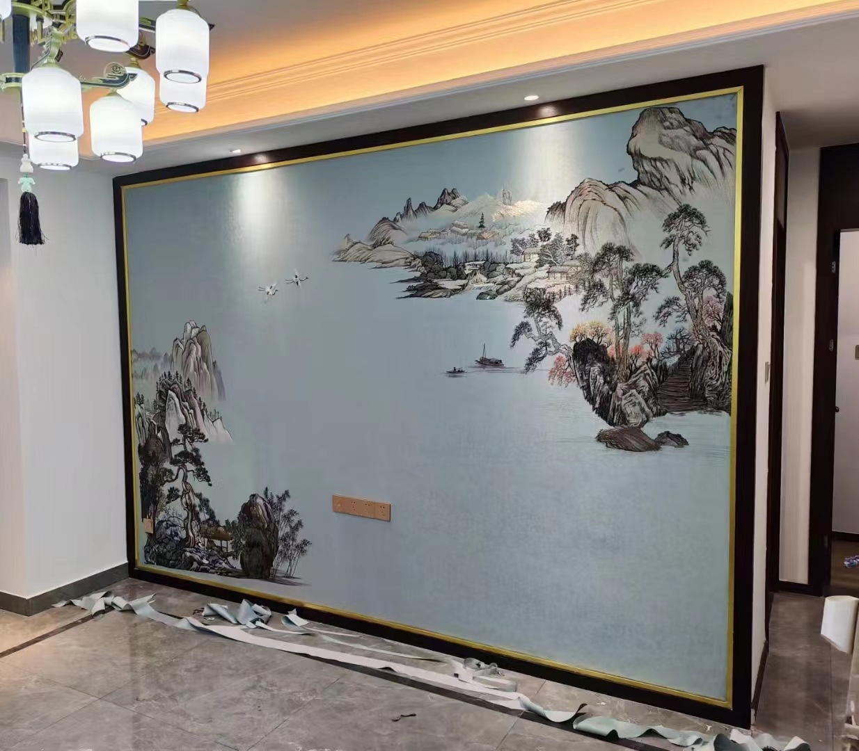 新中式山水背景墙