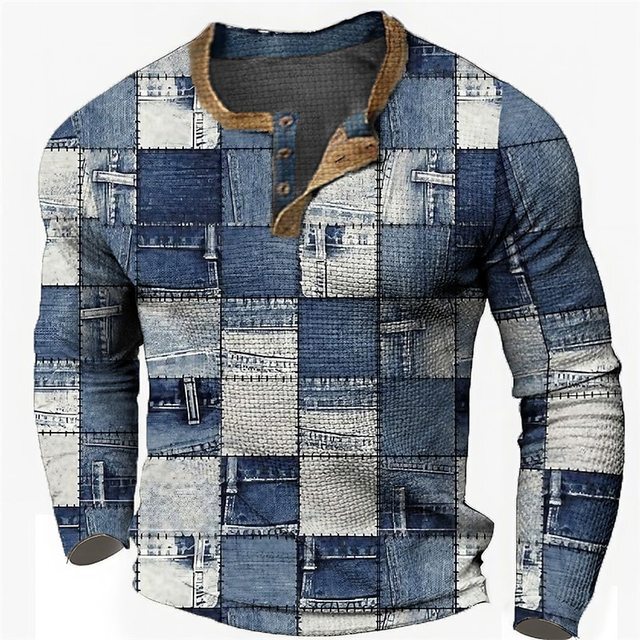 Men's long-sleeved T-shirt foreign trade cross-border supply digital printing long-sleeved button polo shirt men's long-sleeved T-shirt men's clothing