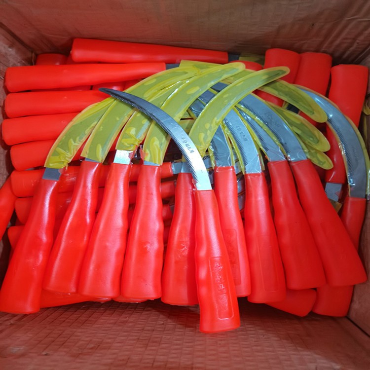 厂家供应野粟牌塑柄锯齿镰刀禾刀 农具镰刀 割草锯齿镰刀农用刀具