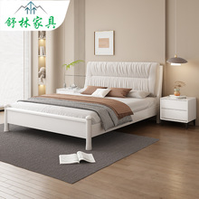 实木床轻奢现代新款主卧软包婚床1.5白色储物1.8米卧室简约双人床
