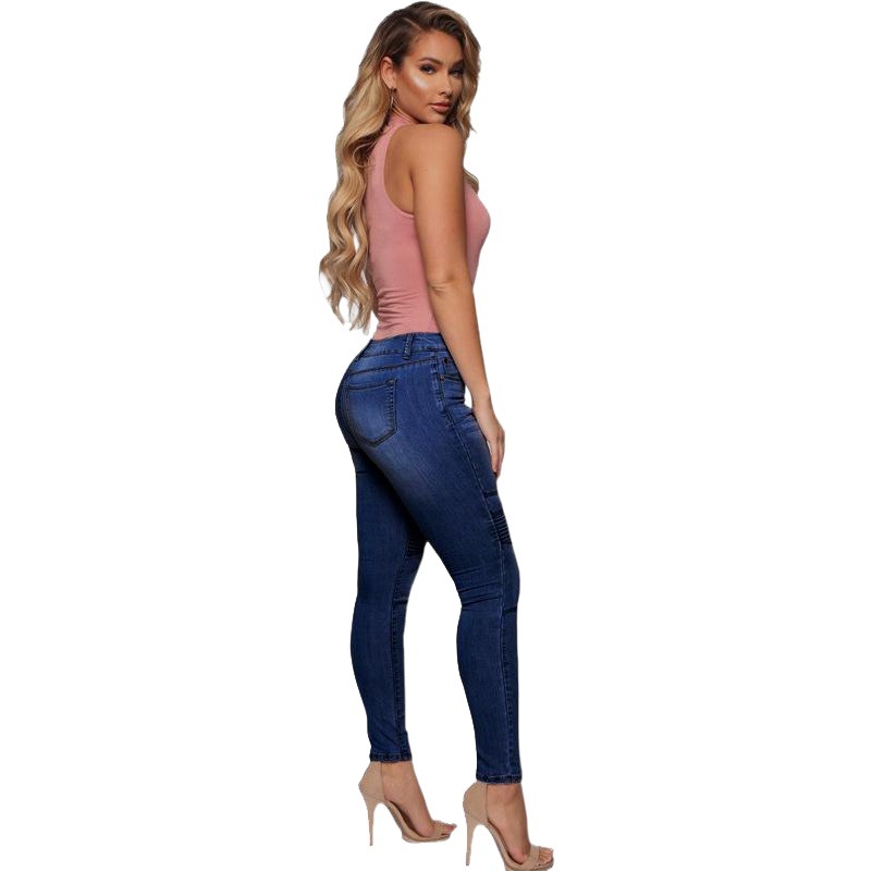 Pantalones largos vintage azules lavados de alta calidad para mujer, estilo americano, comercio transfronterizo con Amazon, primavera/verano 2026, en stock