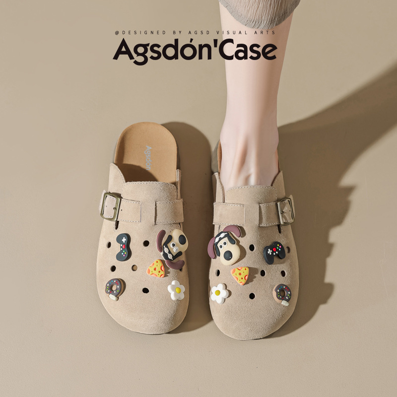 Augustion agujero de suela gruesa zapatillas Birkenjangwups mujer 2025 nuevo desgaste exterior de verano Baotou un pedal fondo suave medio arrastre