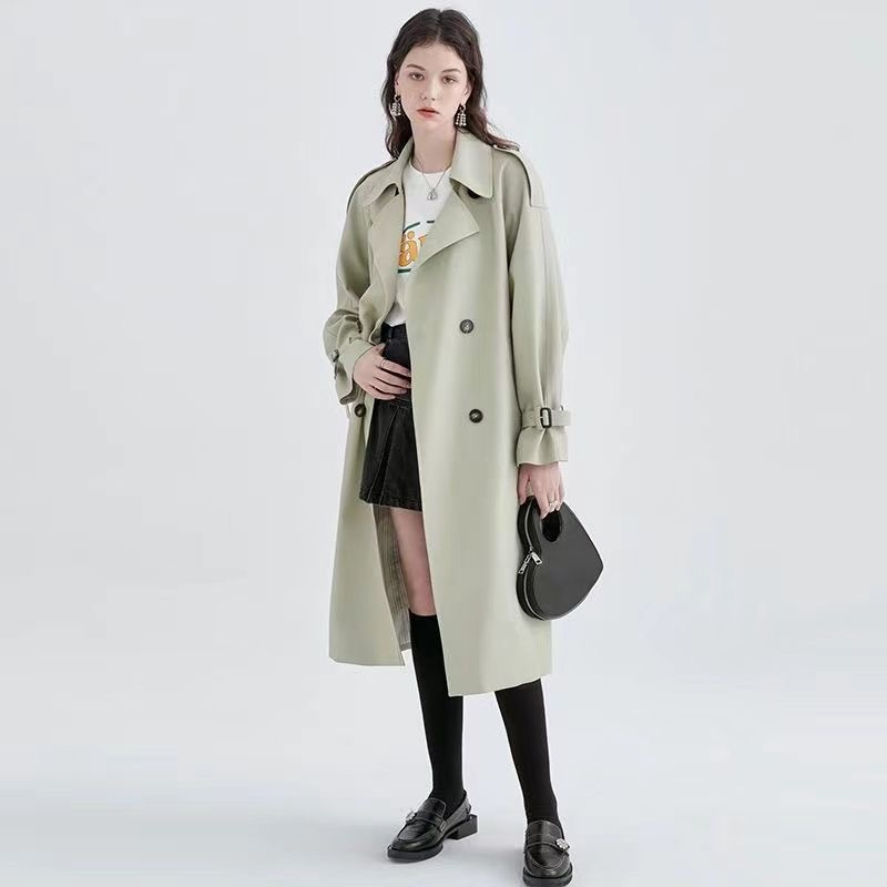 Trench coat for women 2023 new autumn and winter mid-length small British style elegant fashion popular casual overcoat