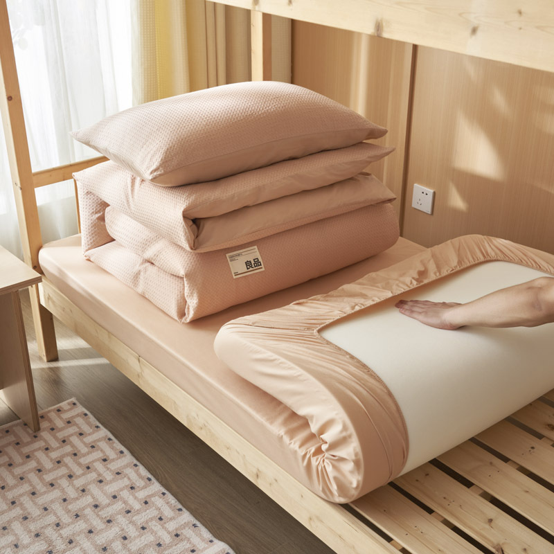 Juego de cama de dormitorio de estudiantes de gofrage de algodón puro de tres piezas 2025 nuevo verano sábana simple ropa de cama