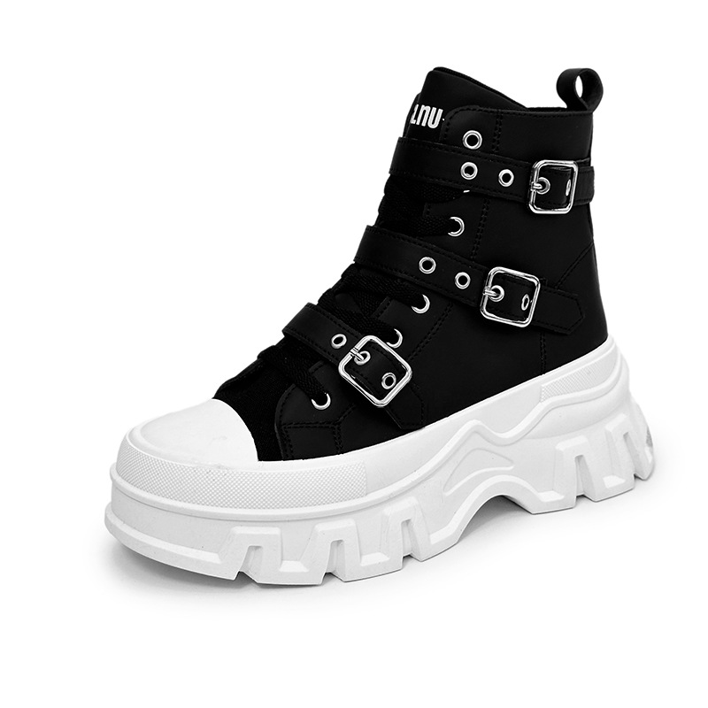 Herrenschuhe Martin Stiefel Herrenstiefel Motorradstiefel dicke Sohle Gürtelschnalle Lederoberfläche Trend neue Stiefel große Schuhe Stiefel_voghion.com