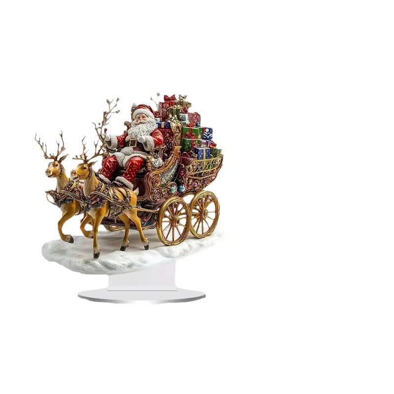 Transfronterizo acrílico 2D Navidad Snow House Santa Claus reno muñeco de nieve decoración de mesa