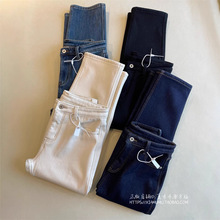 多色入！超显腿直加绒加厚小直筒裤法棍裤保暖奥利绒9分牛仔裤女