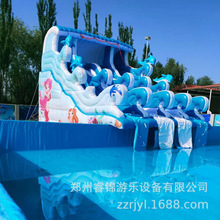 水上乐园新款海浪冰雪世界章鱼大象组合滑梯儿童玩水充气玩具厂家