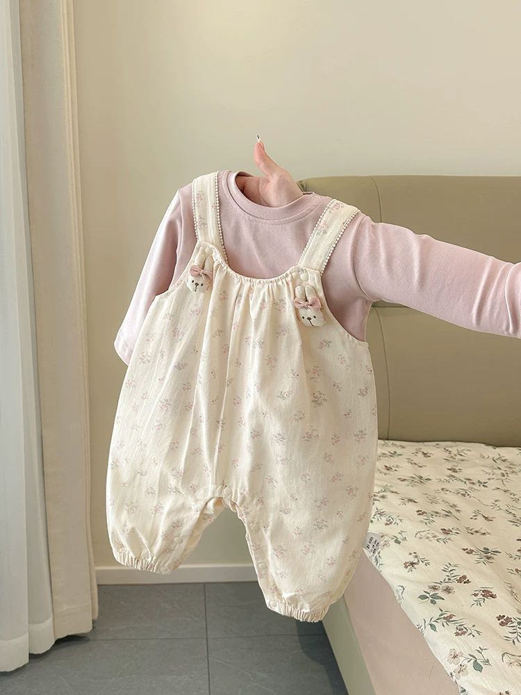 Baby Girl Spring Outfit Set, Two-Piece Overalls, Toddler Autumn Outdoor Wear, Super Stylish and Lightweight