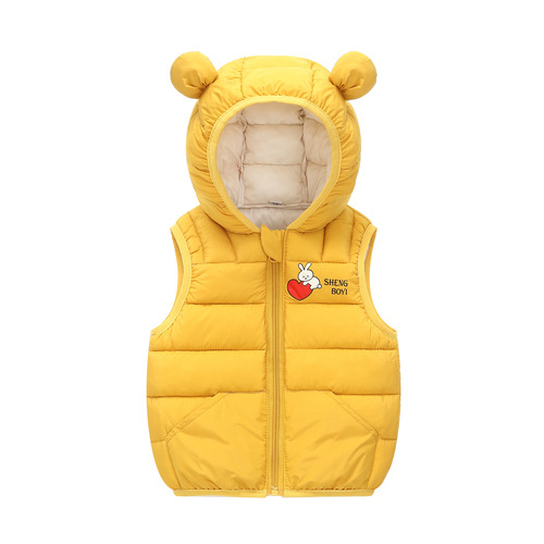  new autumn and winter Macaron children's clothing baby down jacket vest for boys and girls front button cartoon children's vest
