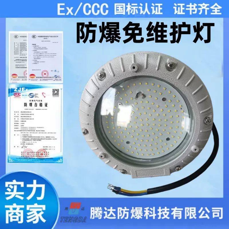 腾达工业防爆照明灯led圆形防爆免维护灯100W化工仓库厂房灯现货