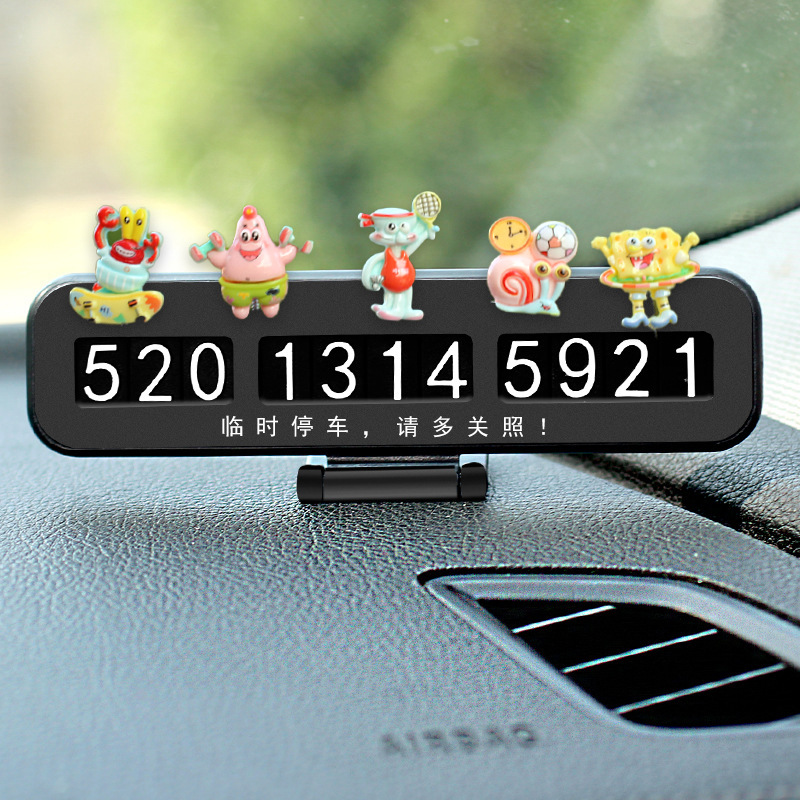 El nuevo adorno de coche de Bob Esponja súper lindo adorno de la pantalla de navegación de la consola central del coche de dibujos animados adorno de la cabeza