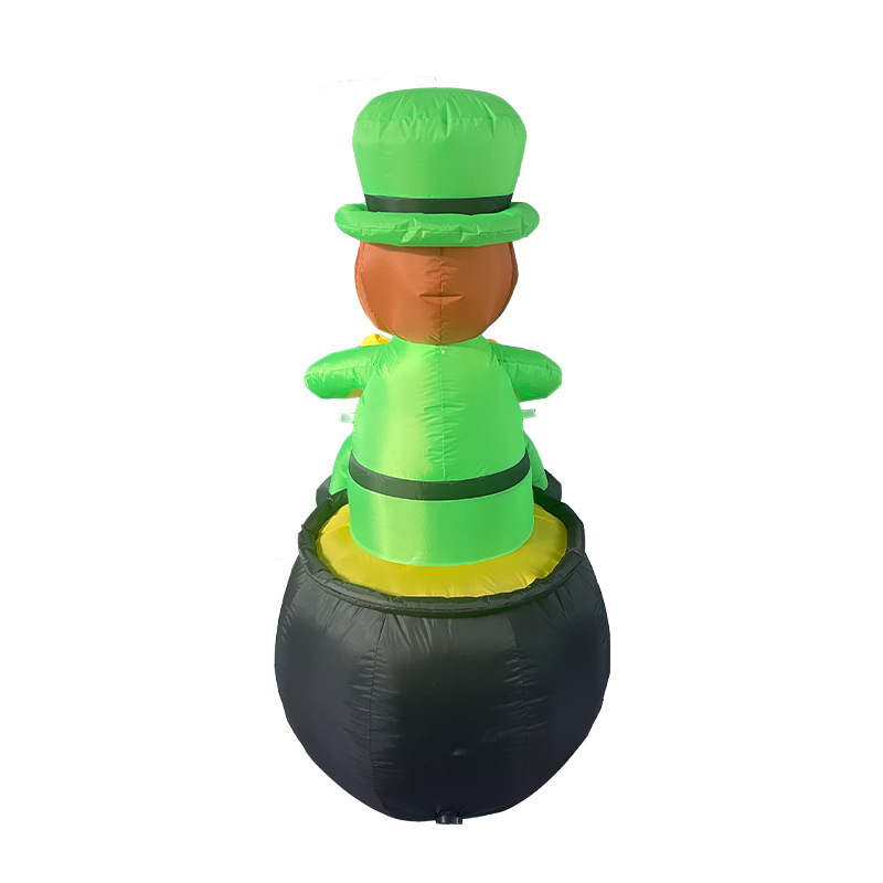 Día de San Patricio transfronterizo 1.8m cilindro negro hombre viejo modelo de aire luminoso inflado fiesta de cerveza irlandesa carnaval