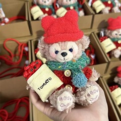 秋冬のかわいいクリスマスのシェリーのバラの赤い熊の車のキーホルダーのカバンのバラのペンダントの人形のプレゼントは女子学生にあげます。