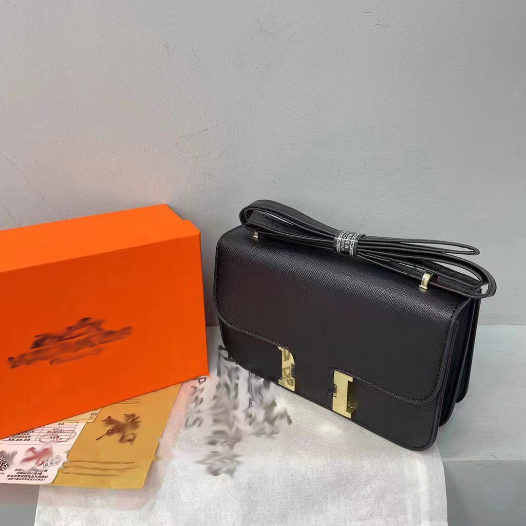 2025新款皮质手掌纹H扣康康牛皮小方包时尚百搭单肩斜挎空姐包