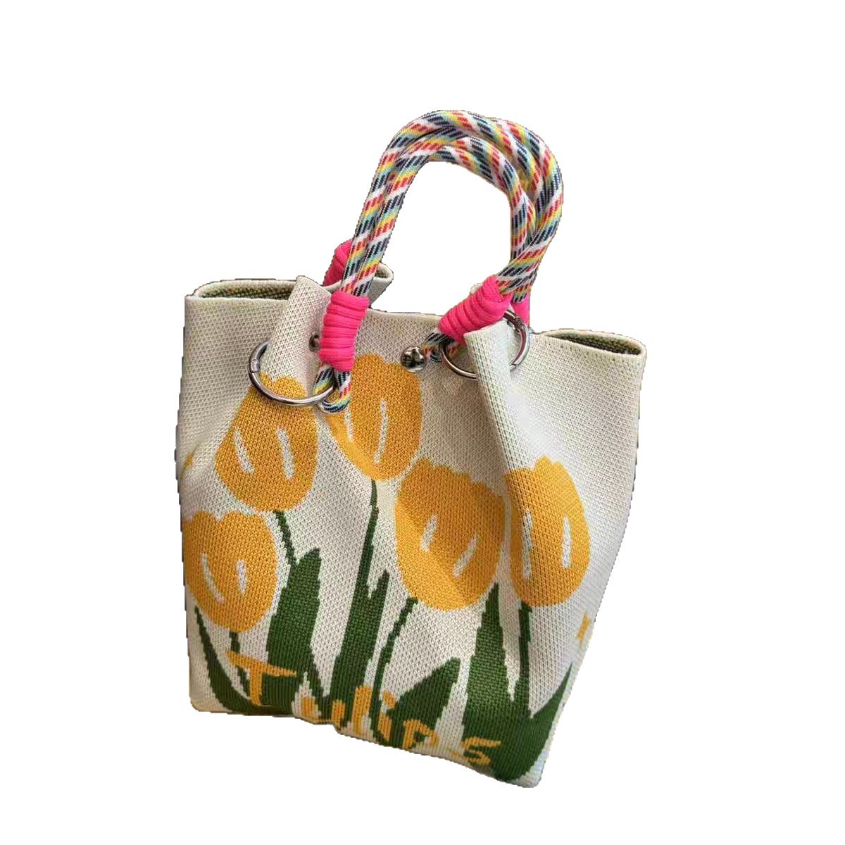Bolsa de punto bolsas de dibujos animados para mujeres lindas bolsas de regalo de mano bolsas de bocadillos prácticas versátiles bolsas de cubo baratas gran capacidad