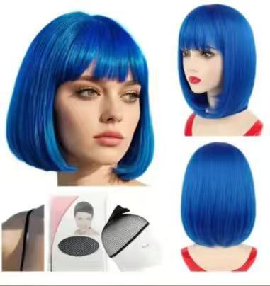 Nuevo tipo de clavícula de longitud media y longitud natural de cabello recto completo tipo de cabeza de clavícula de toda la parte superior de la peluca de simulación ligera image 13