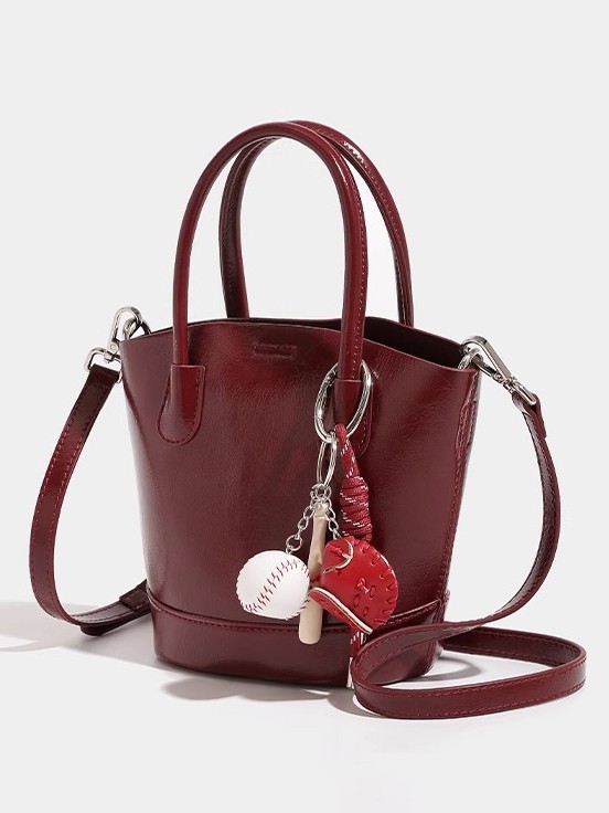 Alto sentido retro bolso de cubo rojo para mujeres otoño invierno nicho bolso de boda bolso portátil de viaje