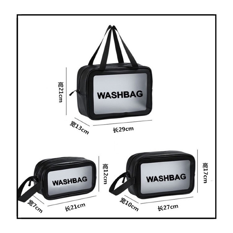 Pvc Cosmetic Bag Transparent Large Capacity Bath Bag Pu Waterproof Satchel Toiletry Bag Women's Satchel Travel Cosmetics Bag