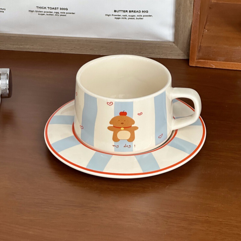 Ins Korean Style Puppy Coffee Cup and Saucer suit Cute Ceramic Latte Cup Afternoon Tea Cup Birthday Gift Accompanying Gift Ins Korean Style Puppy Coffee Cup and Saucer suit Cute Ceramic Latte Cup Afternoon Tea Cup Birthday Gift Accompanying Gift